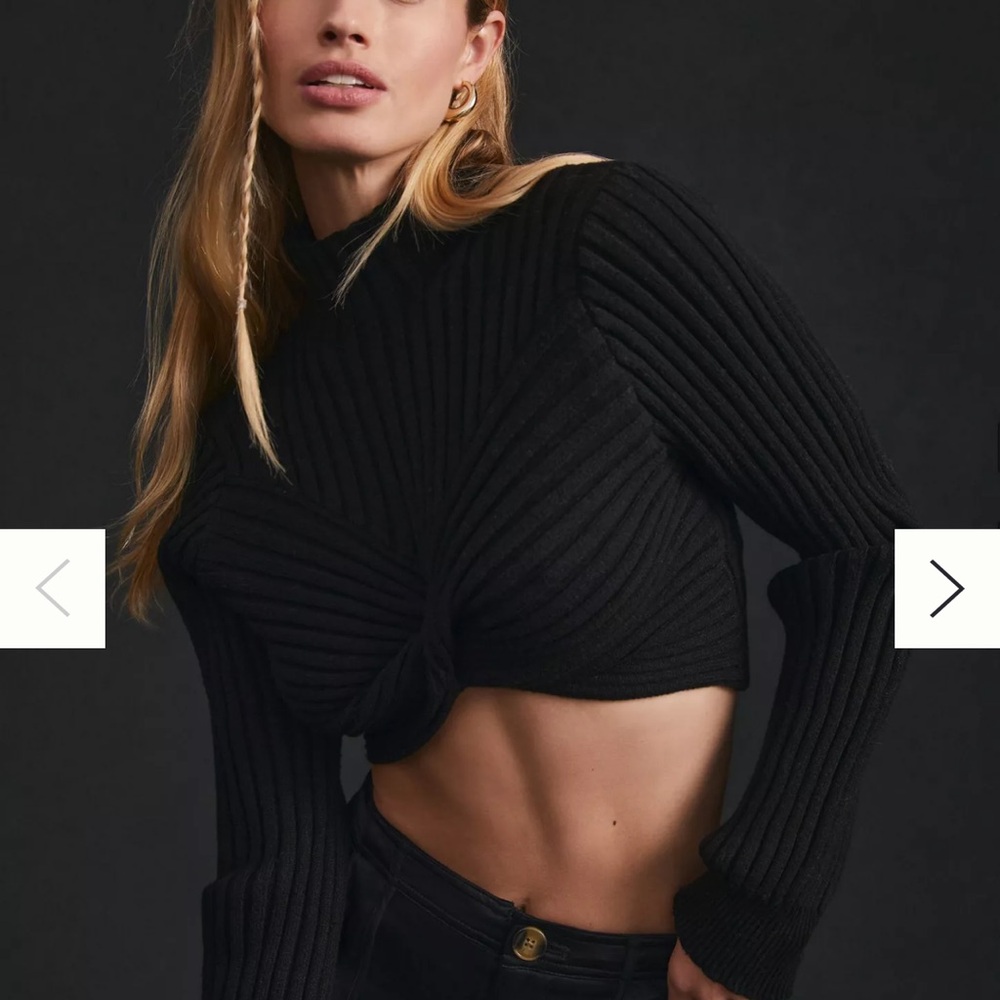 Anthropologie Cropped Mock Neck Sweater